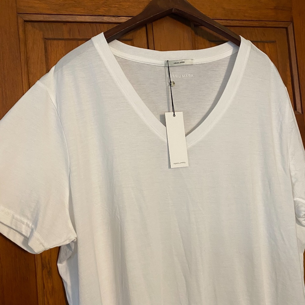 NEW Adam Lippes 100% Pima Cotton V-Neck T-shirt in White size 4X/20 - Picture 5 of 9